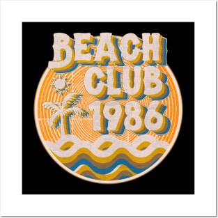 vintage retro beach club 70s 1986 with spirale orange Posters and Art